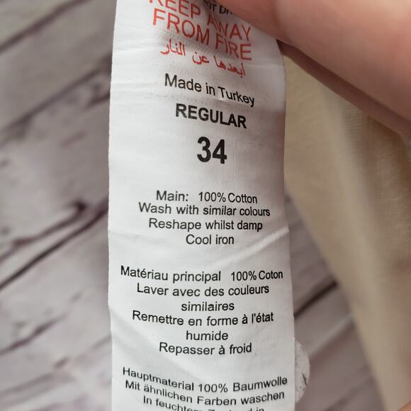 Boohoo Man Relaxed Fit Cargo Chino Trousers Stone Color Pants Size 34R - Picture 6 of 12